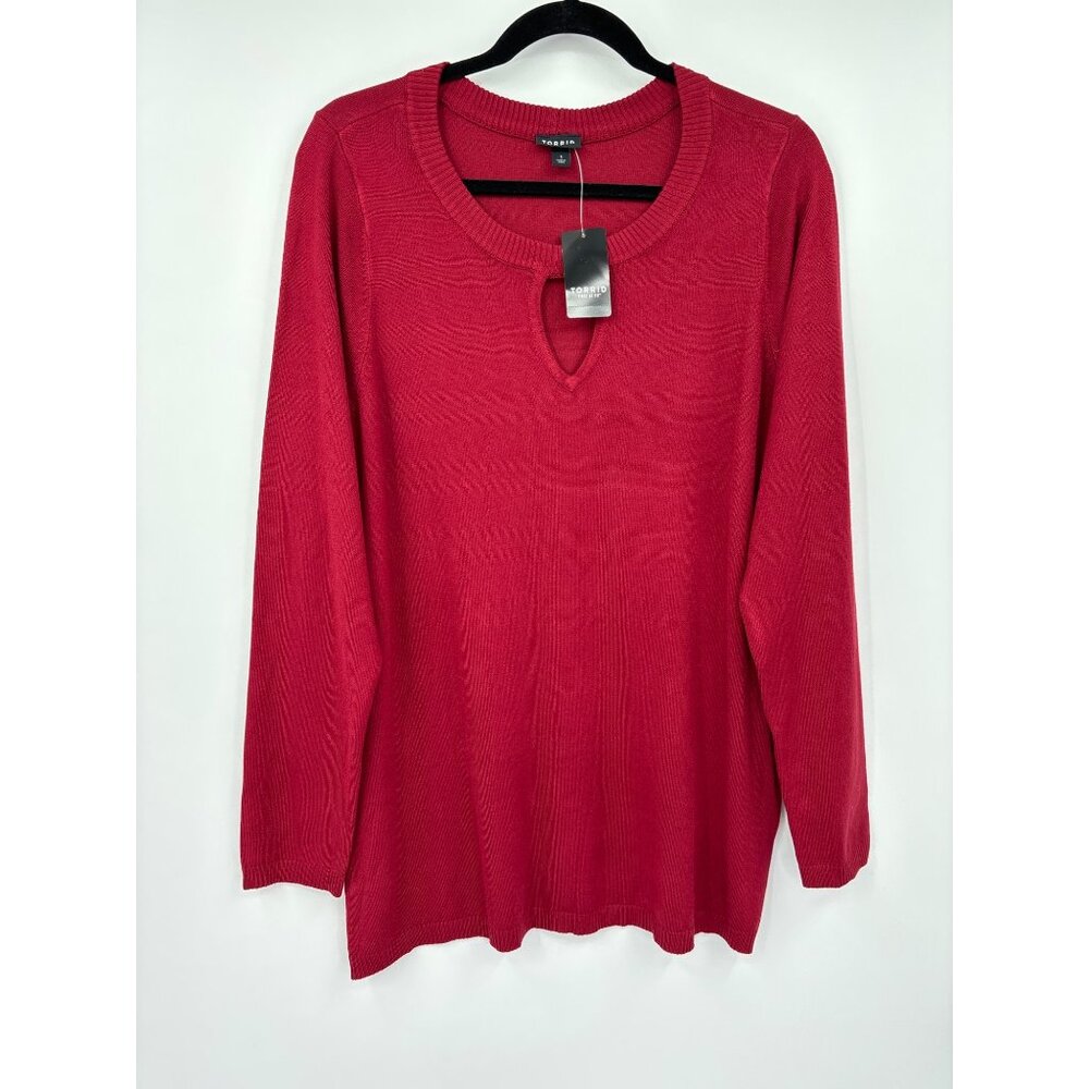 Torrid Pullover Keyhole Fitted Sweater Red 1X NEW - Picture 3 of 7